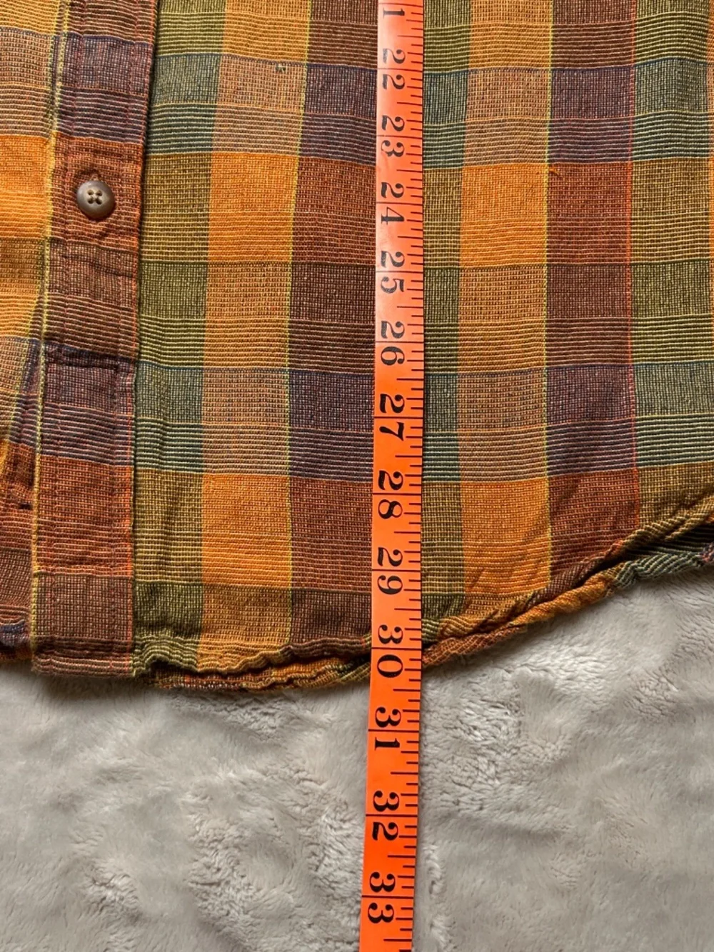 The Territory Ahead Shirt Mens M Plaid Textured Long Sleeve Orange Green - Picture 8 of 9